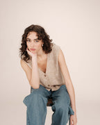 Cardigan Sans Manches Beige Santa
