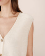 Cardigan Sans Manches Ivoire Santa