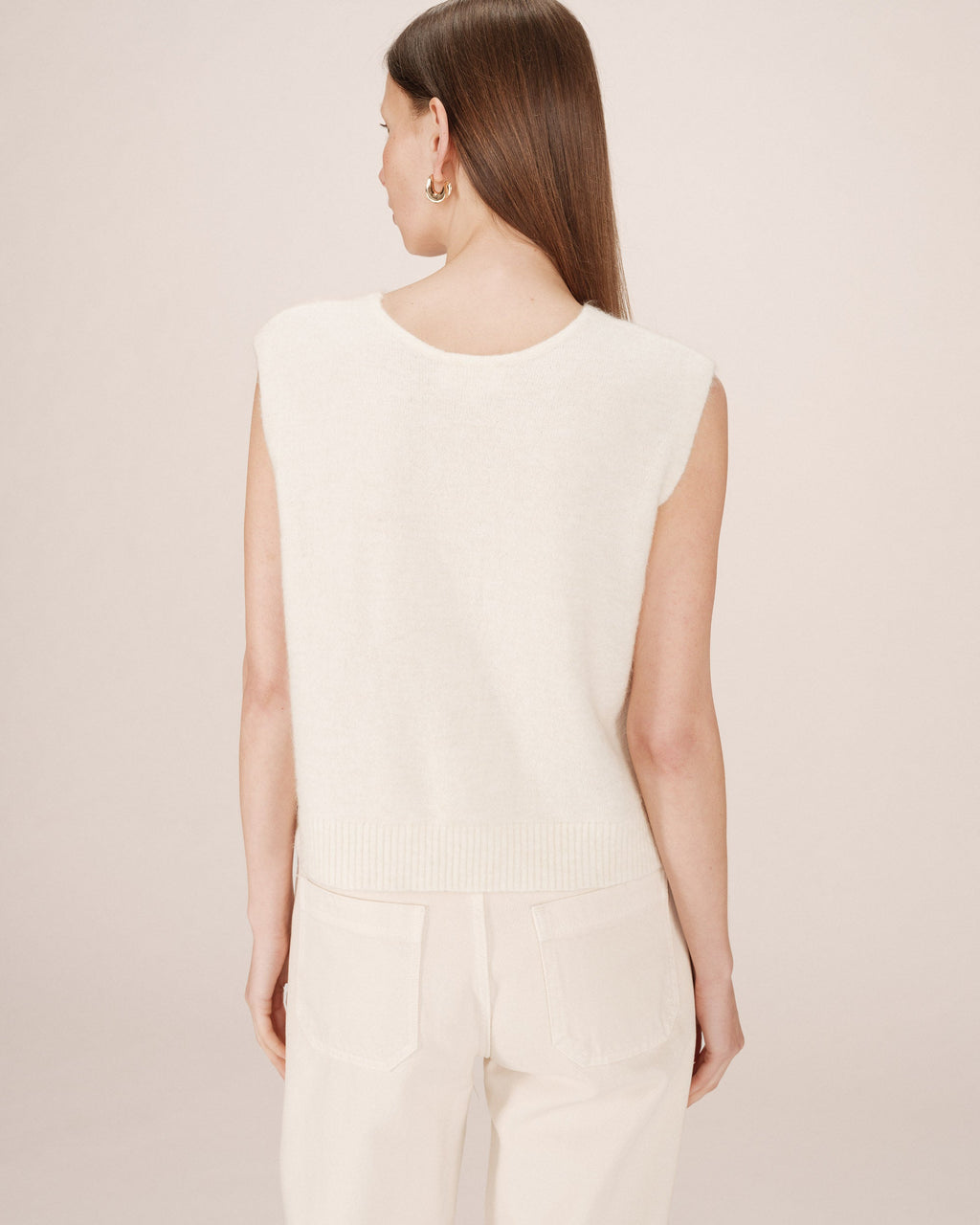 Cardigan Sans Manches Ivoire Santa