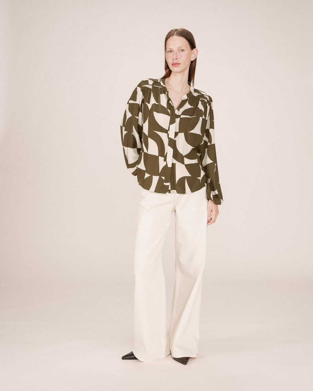 Blouse Motif Bicolore Olive Sorpresa