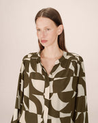 Blouse Motif Bicolore Olive Sorpresa