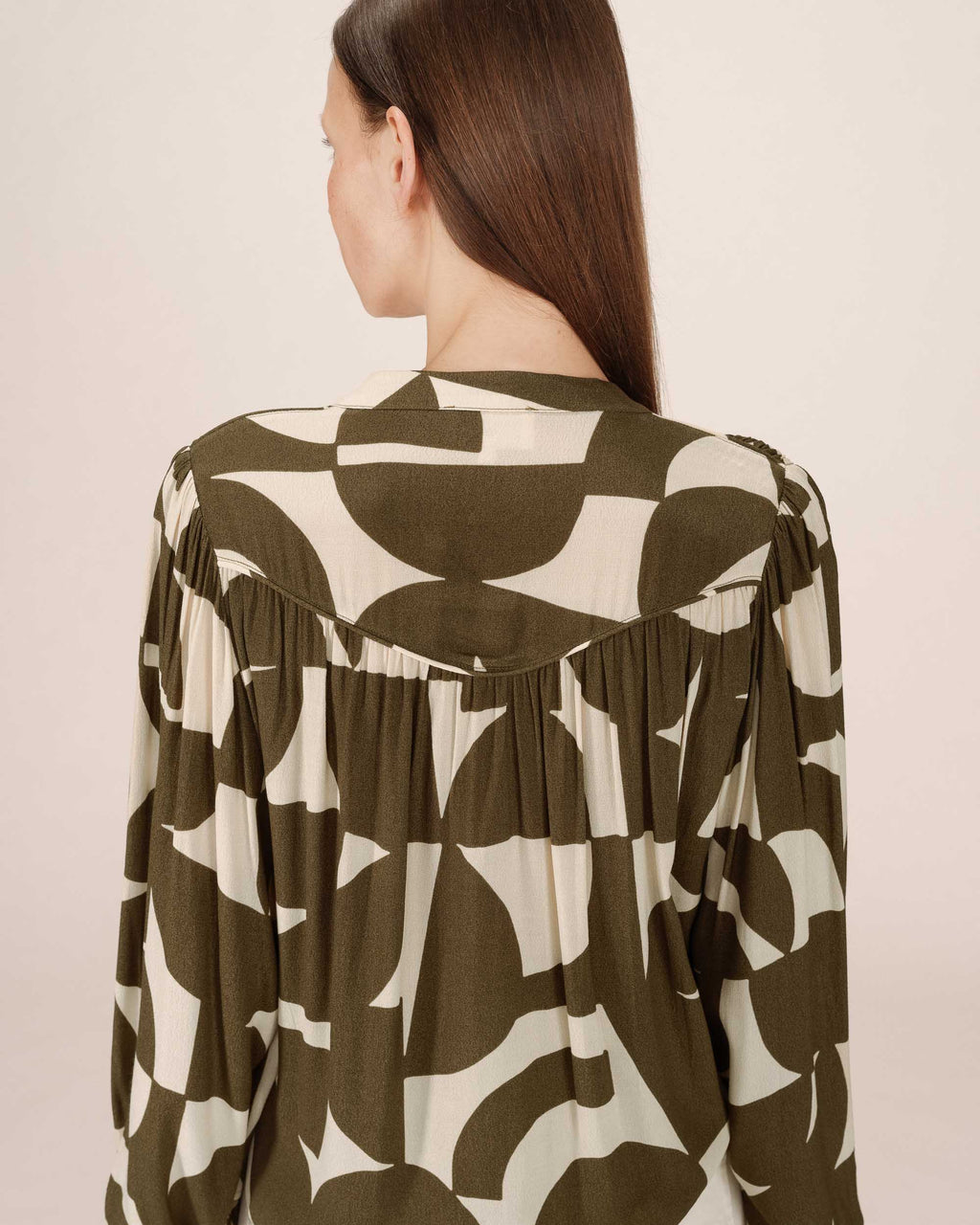 Blouse Motif Bicolore Olive Sorpresa