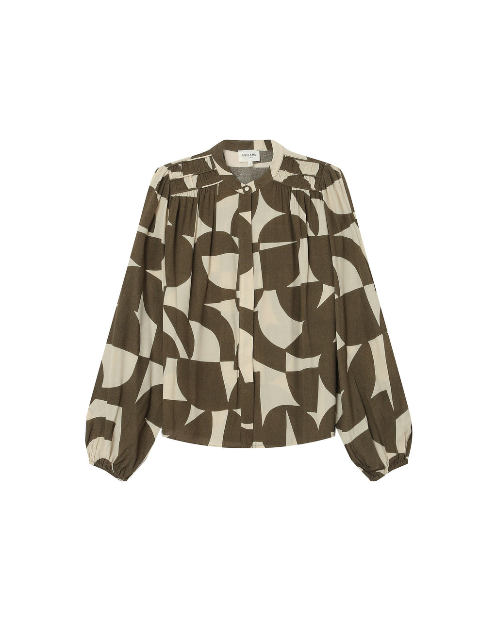 Blouse Motif Bicolore Olive Sorpresa