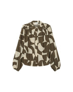 Blouse Motif Bicolore Olive Sorpresa