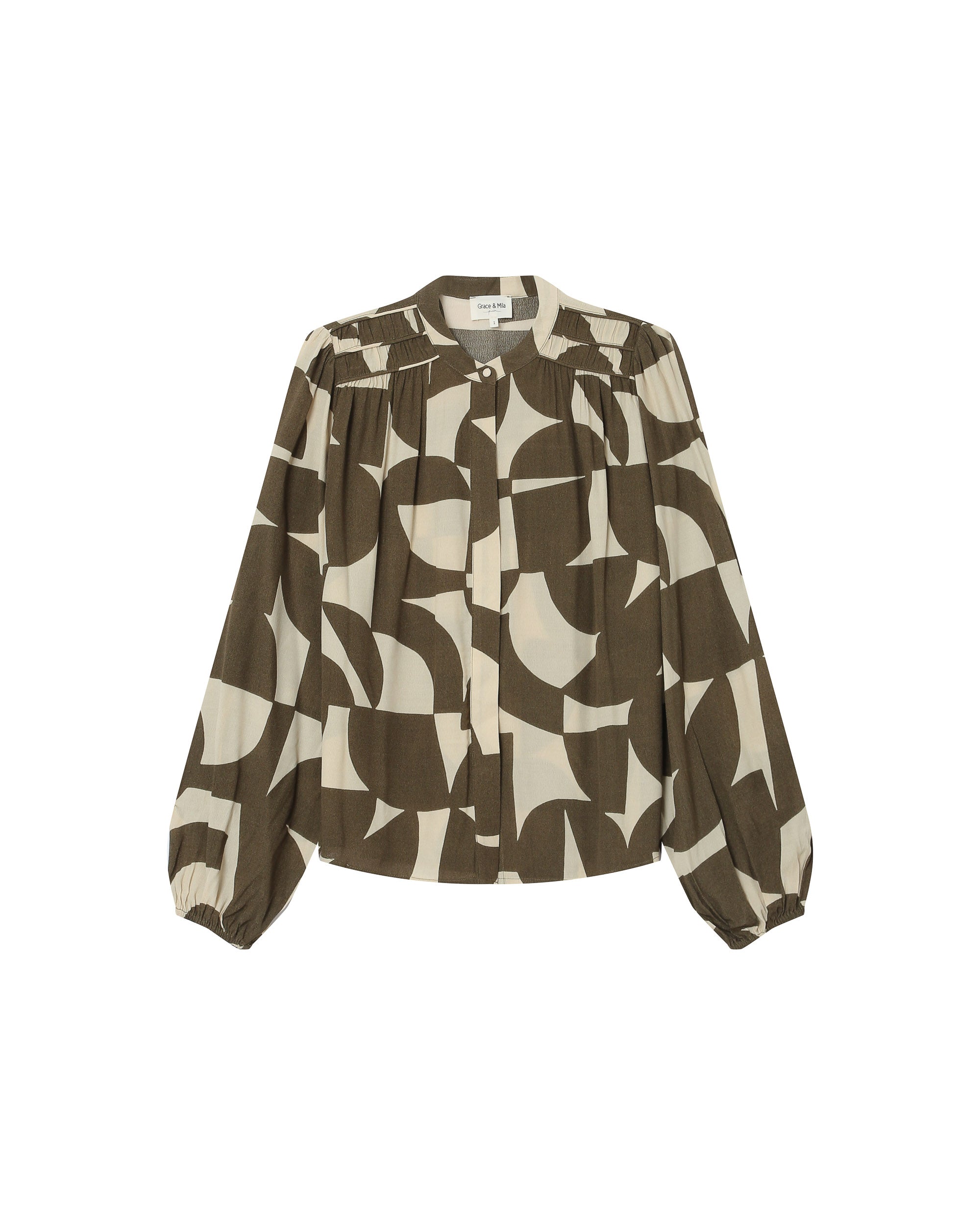 Blouse Motif Bicolore Olive Sorpresa