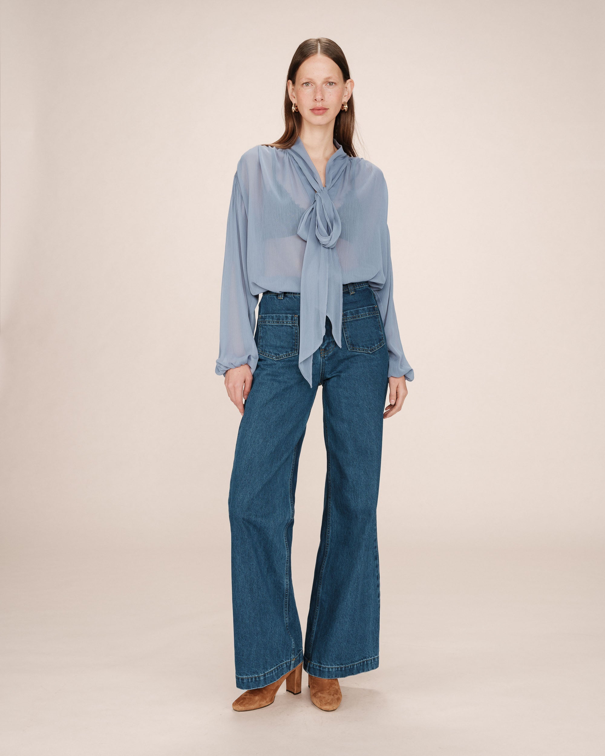 Blouse Col Lavallière Bleuet Splendide