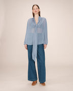 Blouse Col Lavallière Bleuet Splendide