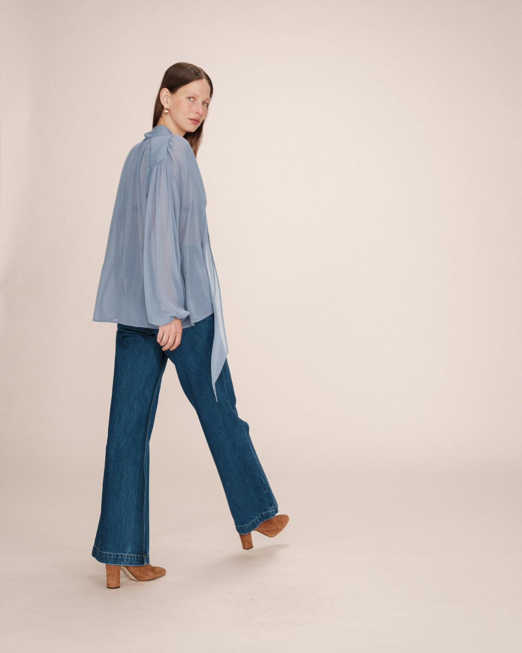 Blouse Col Lavallière Bleuet Splendide