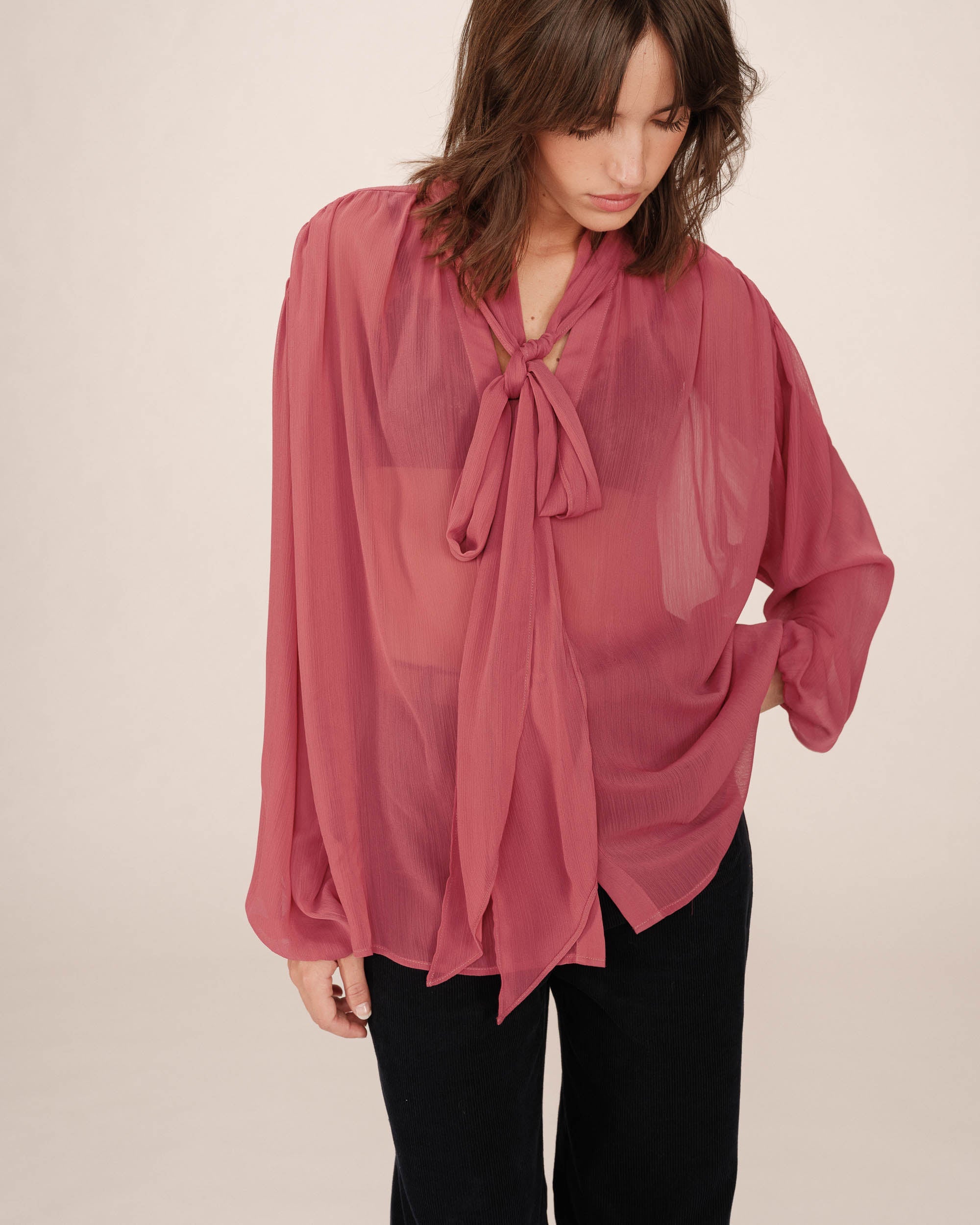 Blouse Col Lavallière Blush Splendide