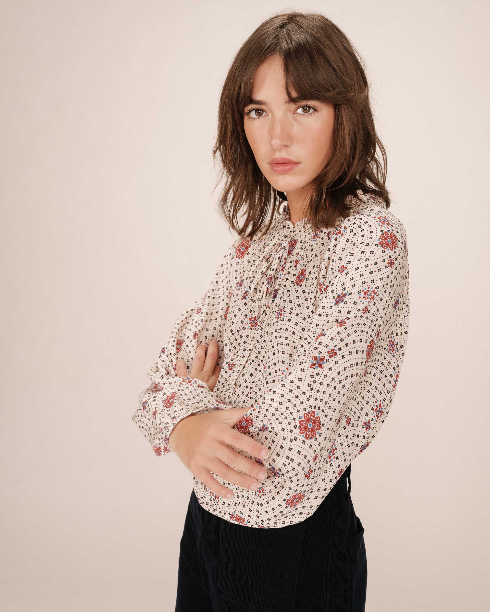 Blouse Imprimée Ecru Scarlett