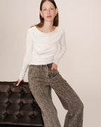 Asymmetric Draped Top Ivory Sioux