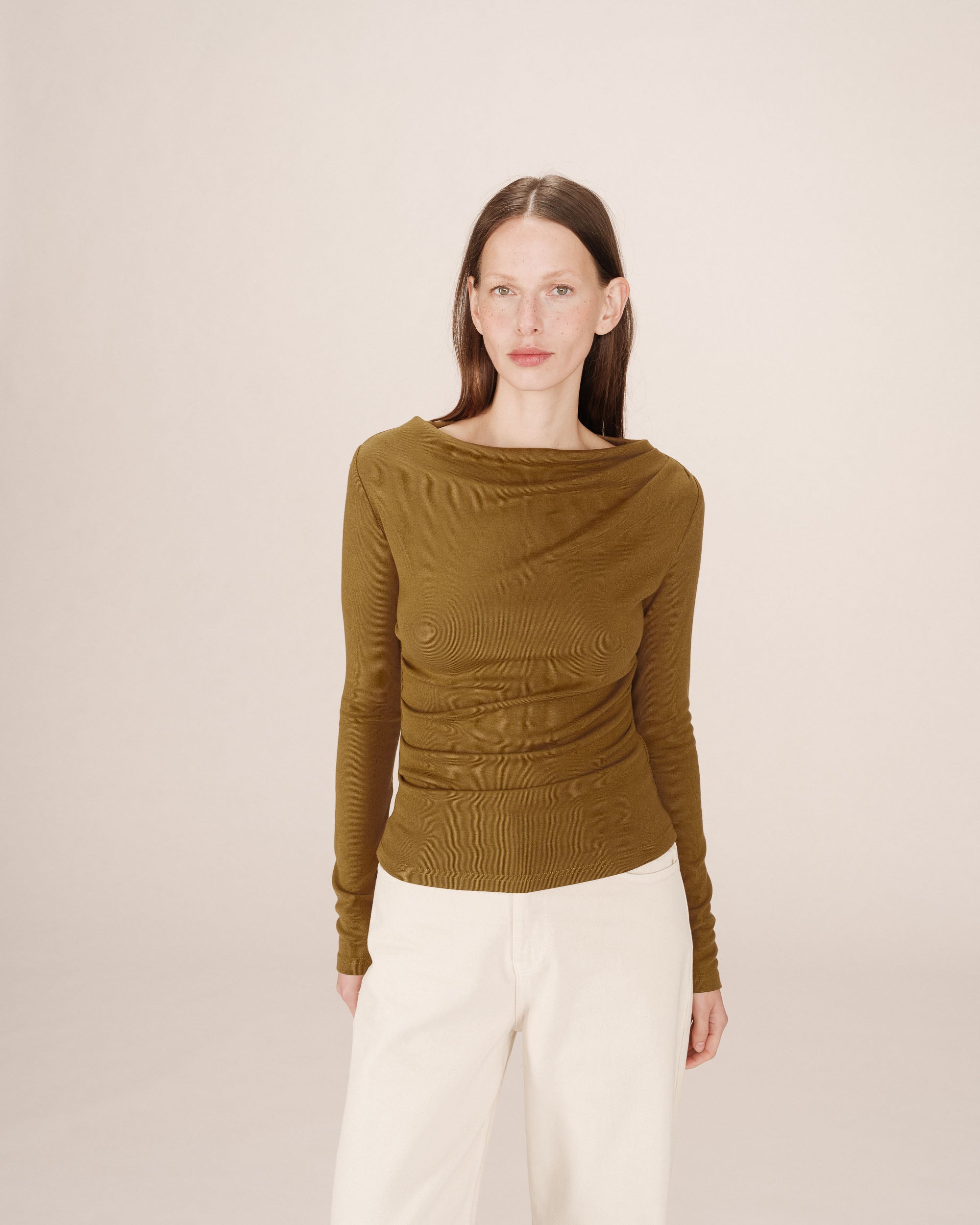 Top Drape Asymetrique Olive Sioux
