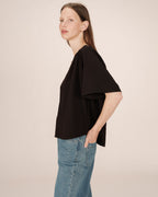 Black Straight Top with Gathers Seagal