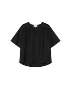 Black Straight Top with Gathers Seagal