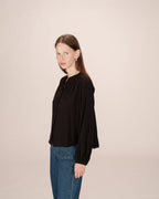 Straight Gathered Blouse Black Savannah