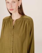 Blouse Droite A Fronces Olive Savannah
