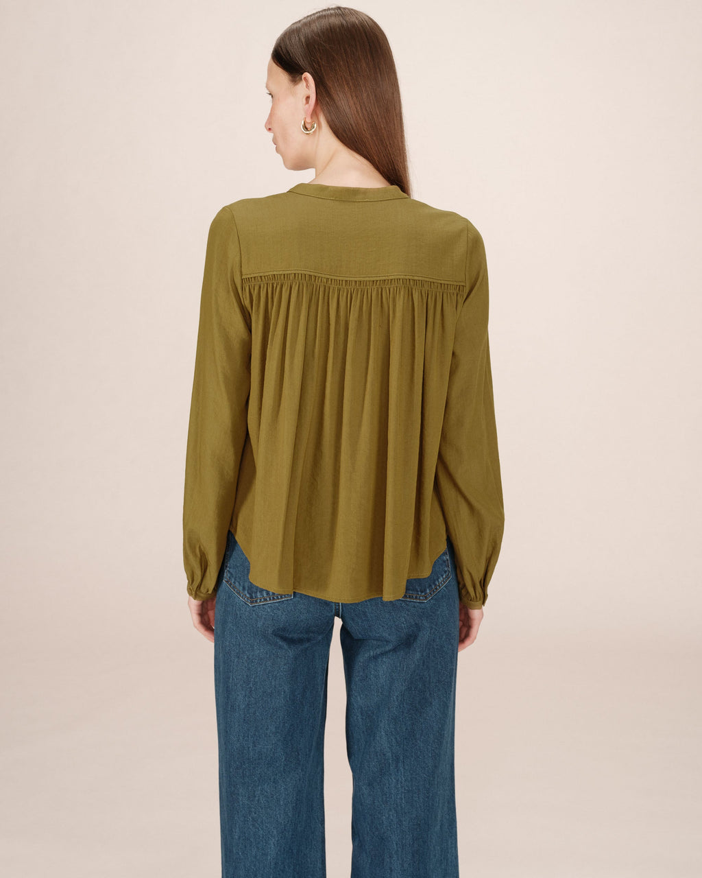 Blouse Droite A Fronces Olive Savannah
