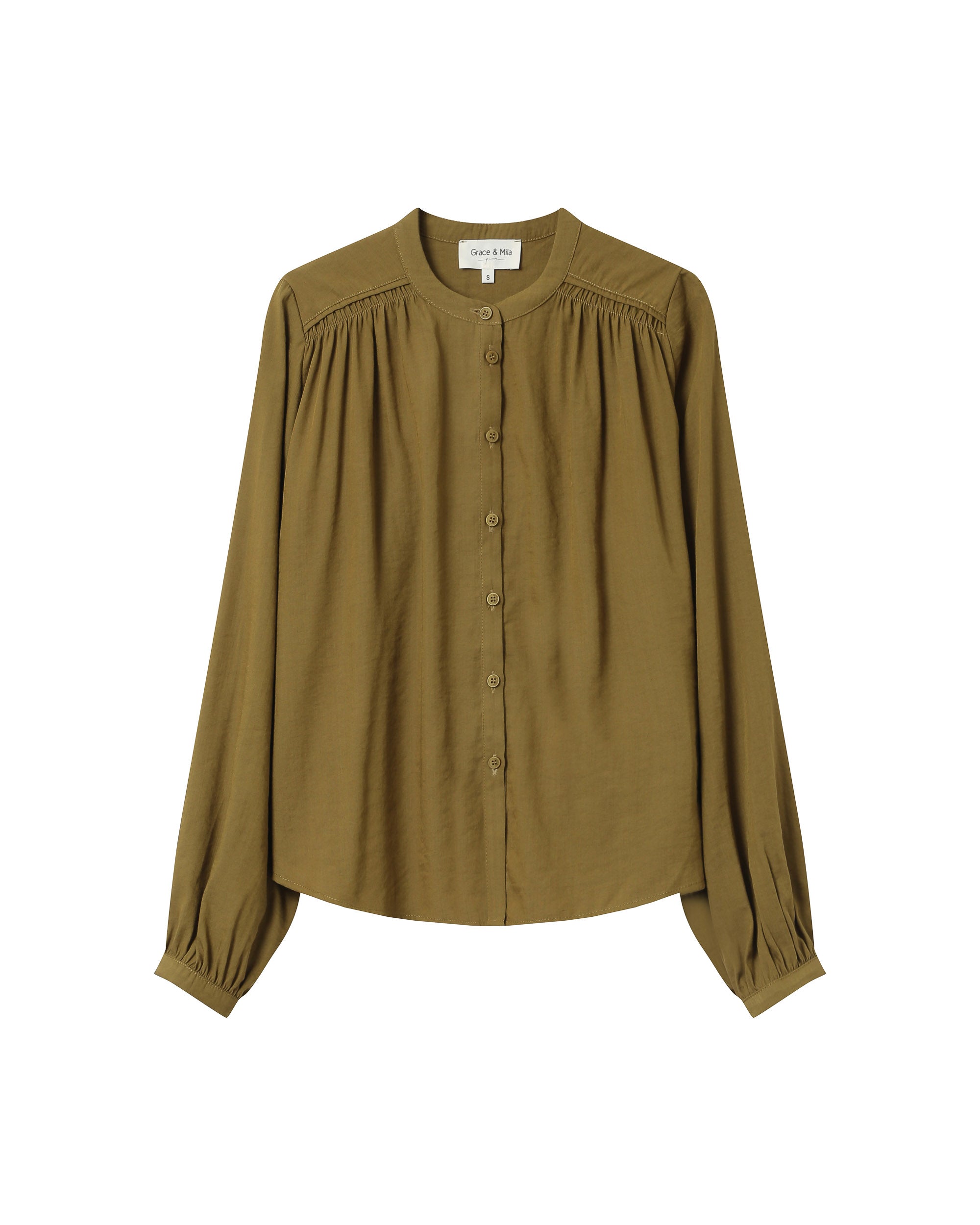 Blouse Droite A Fronces Olive Savannah