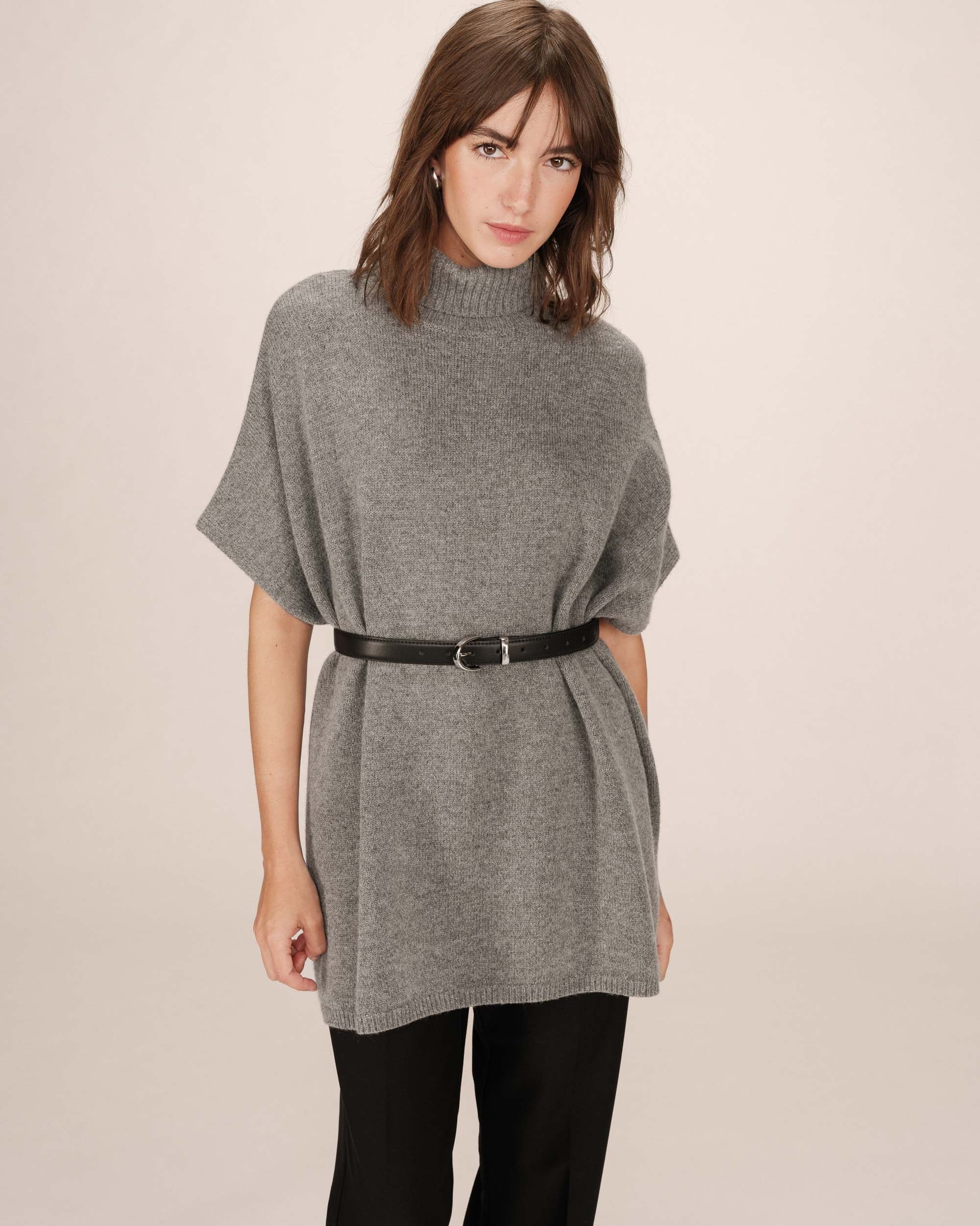 Charcoal Poncho Sweater Season
