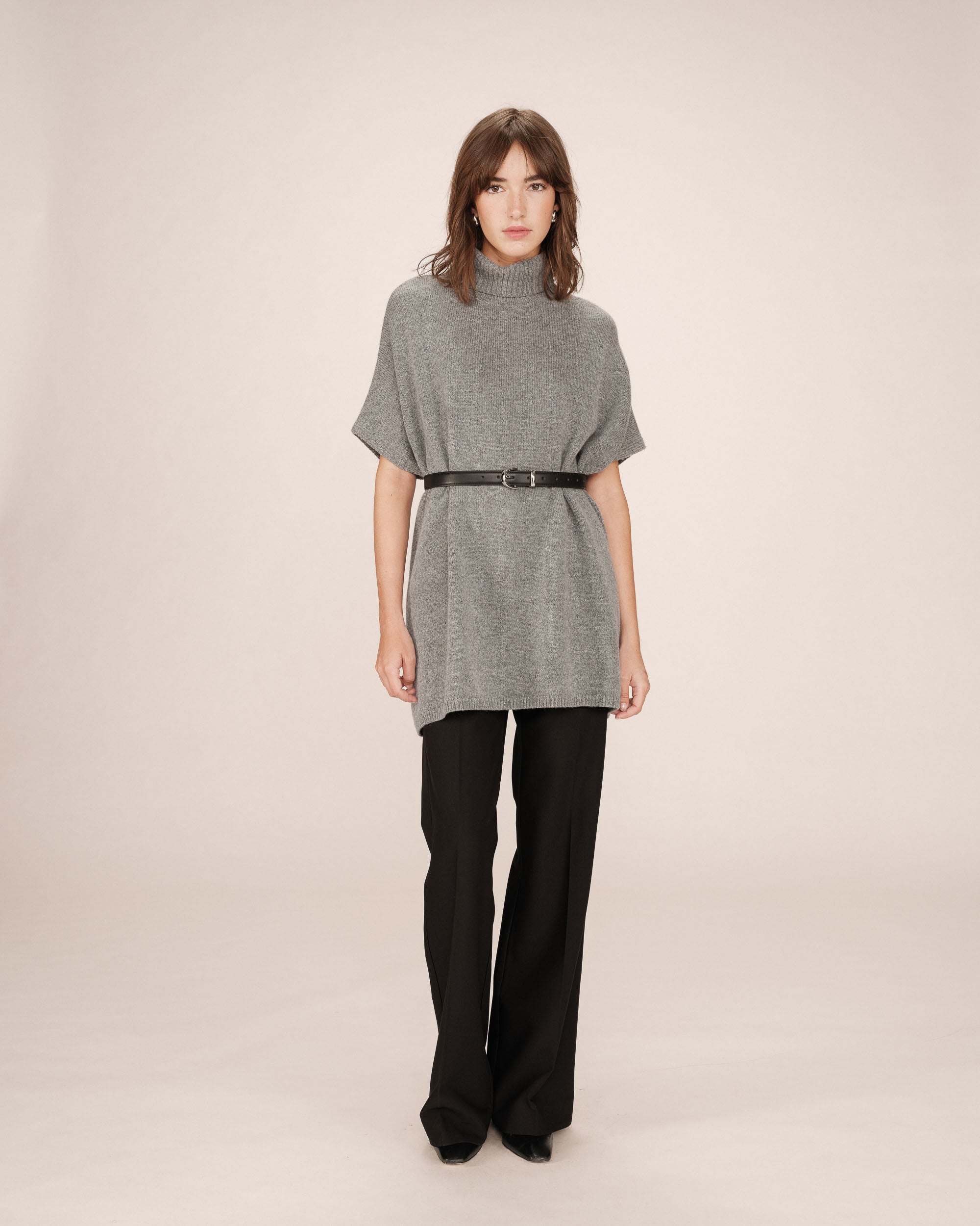 Charcoal Poncho Sweater Season