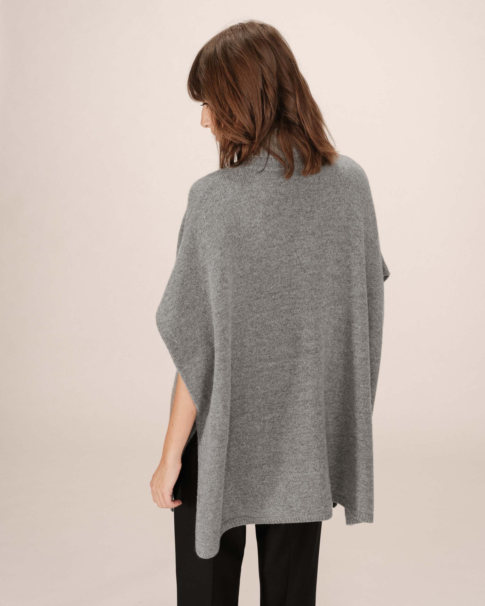 Charcoal Poncho Sweater Season