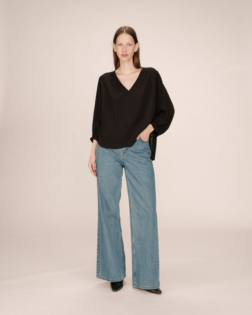 Blouse Droite Fluide Noir Solo