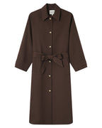 Trench Long Boutons Dorés Chocolat Scott