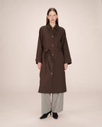 Trench Long Boutons Dorés Chocolat Scott