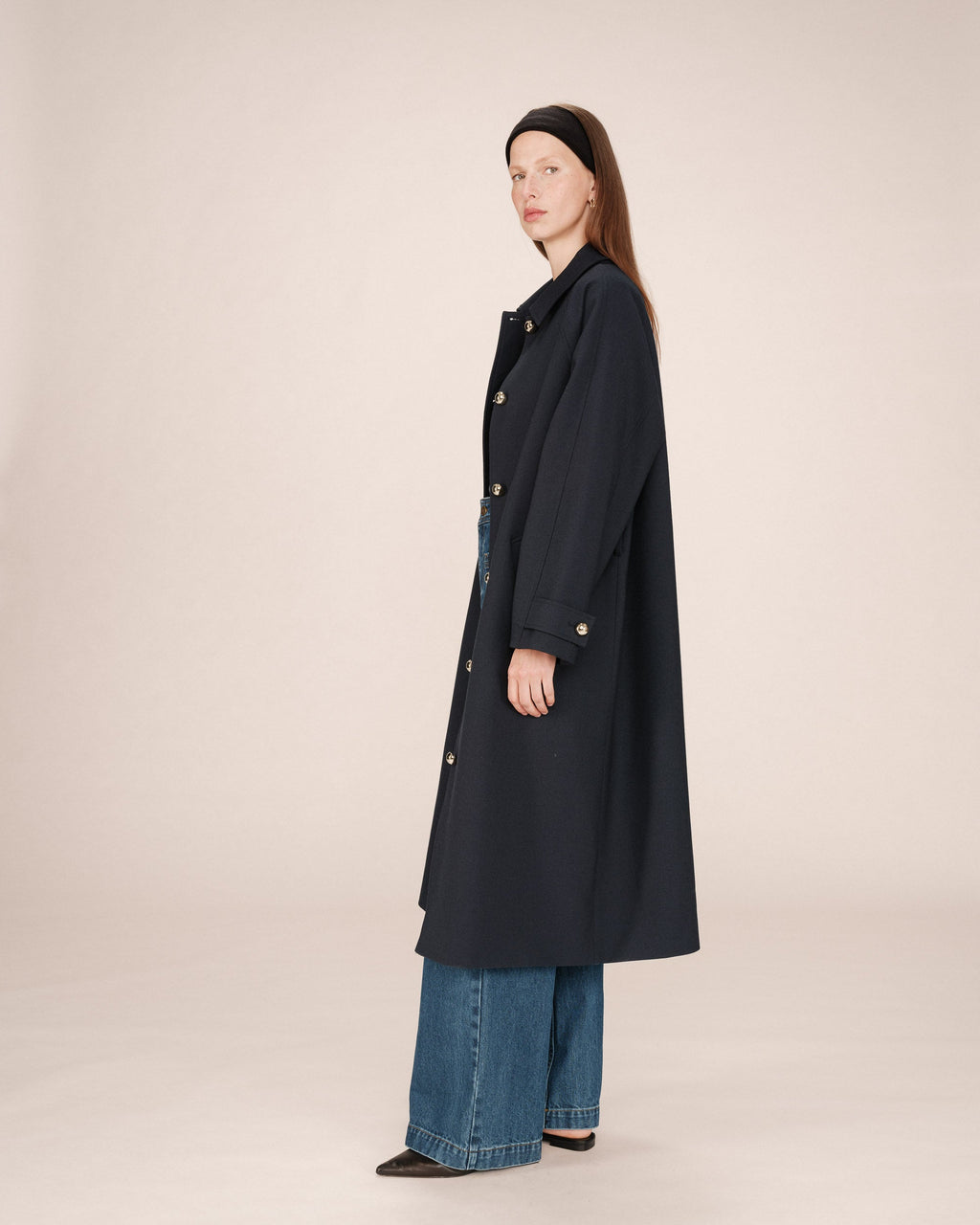 Trench Long Boutons Dorés Marine Scott