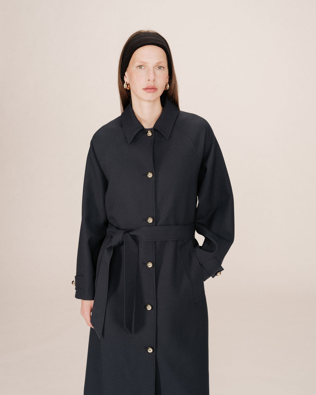 Trench Long Boutons Dorés Marine Scott
