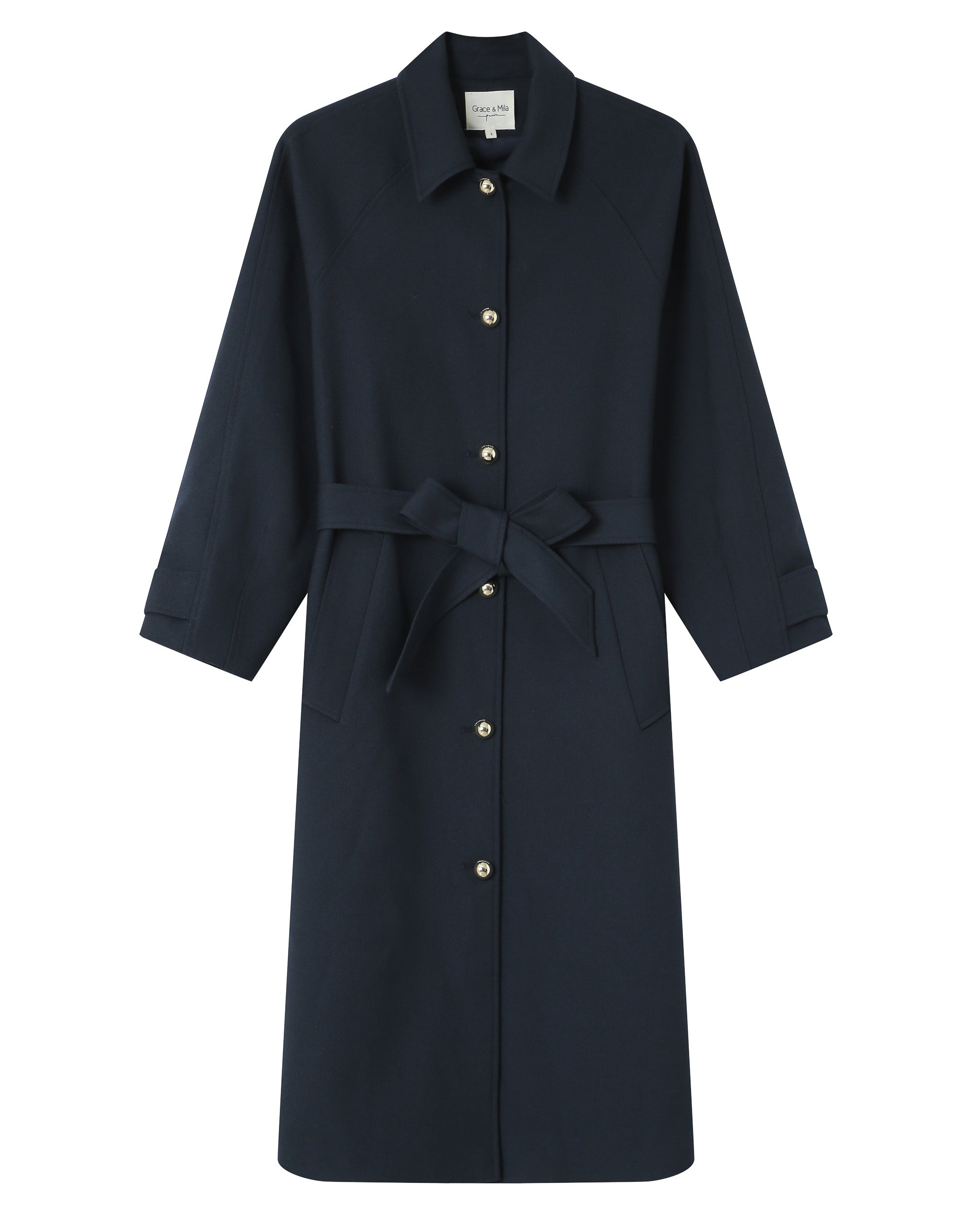 Trench Long Boutons Dorés Marine Scott