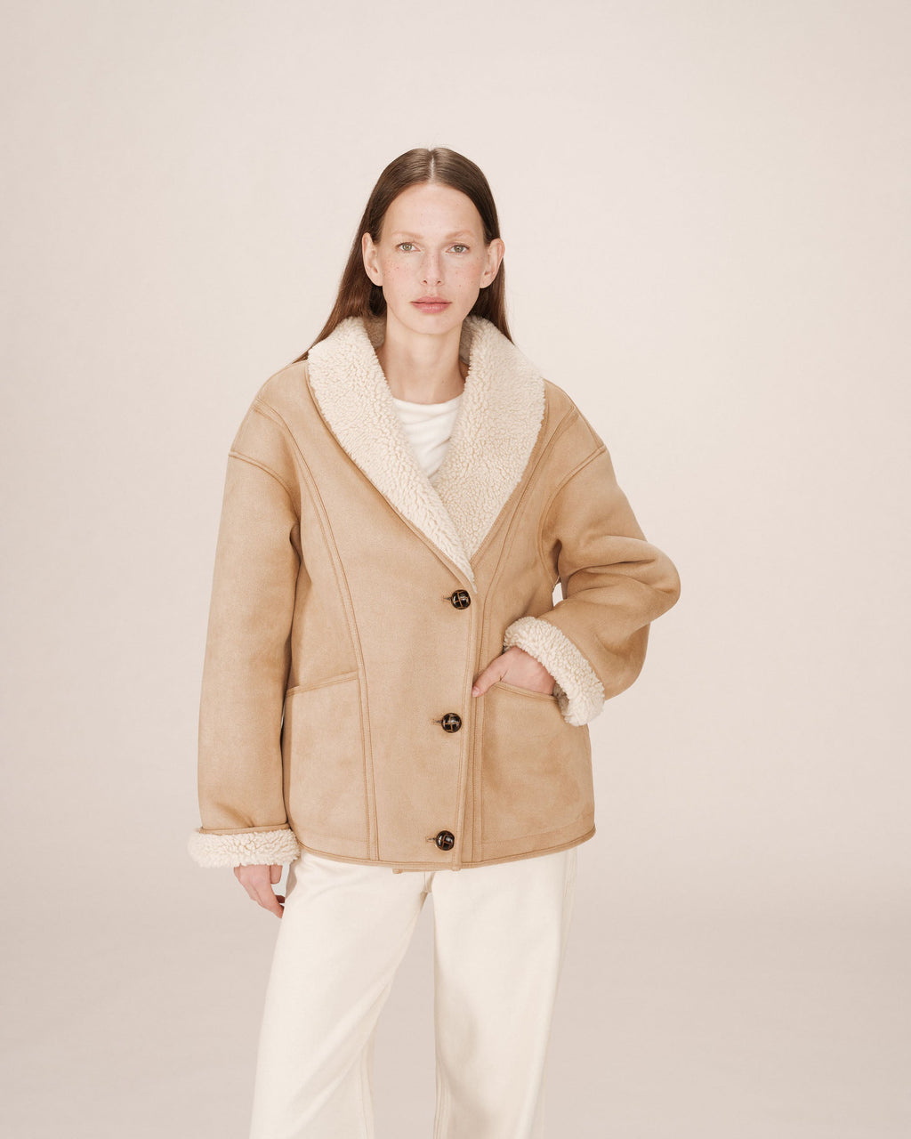 Manteau Beige Rose Swan