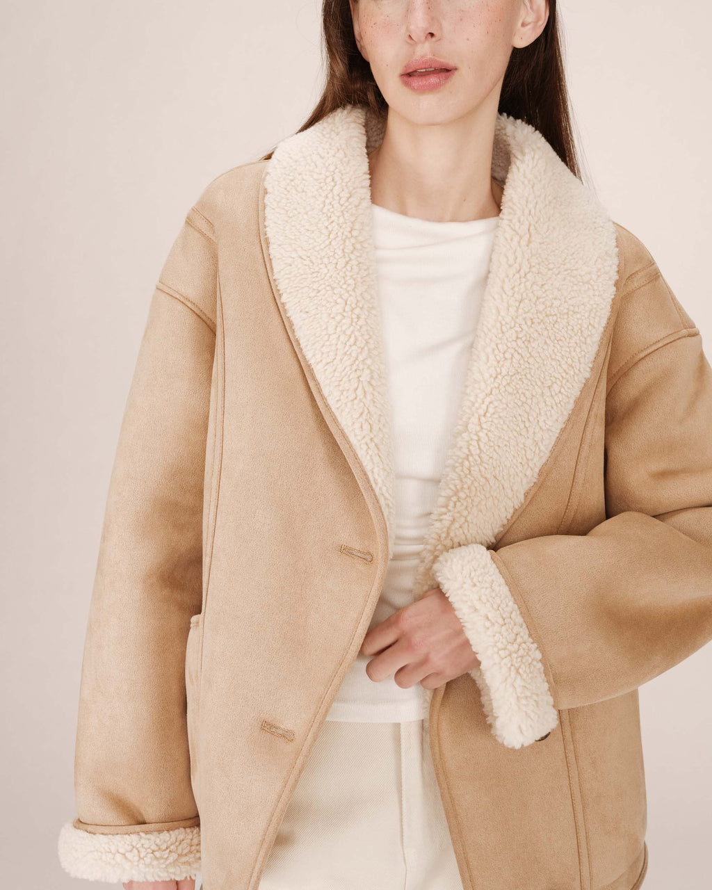 Manteau Beige Rose Swan