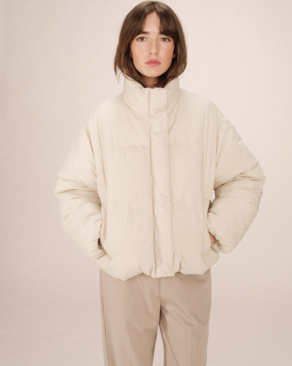 Doudoune Courte Beige Sonic
