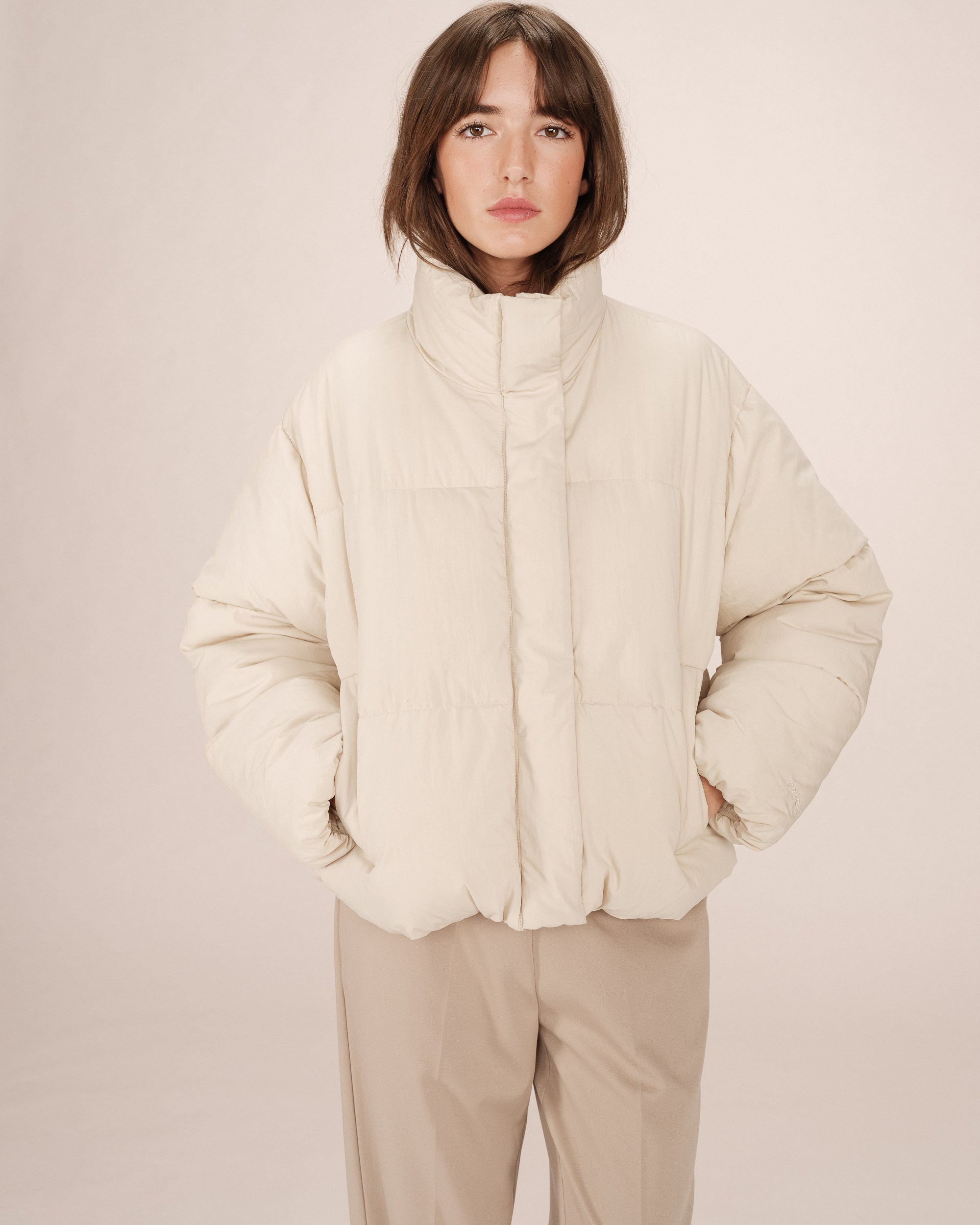 Doudoune Courte Beige Sonic