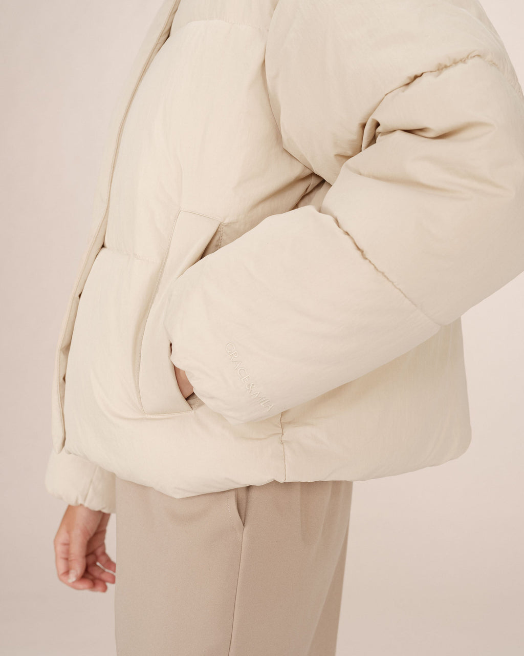 Doudoune Courte Beige Sonic