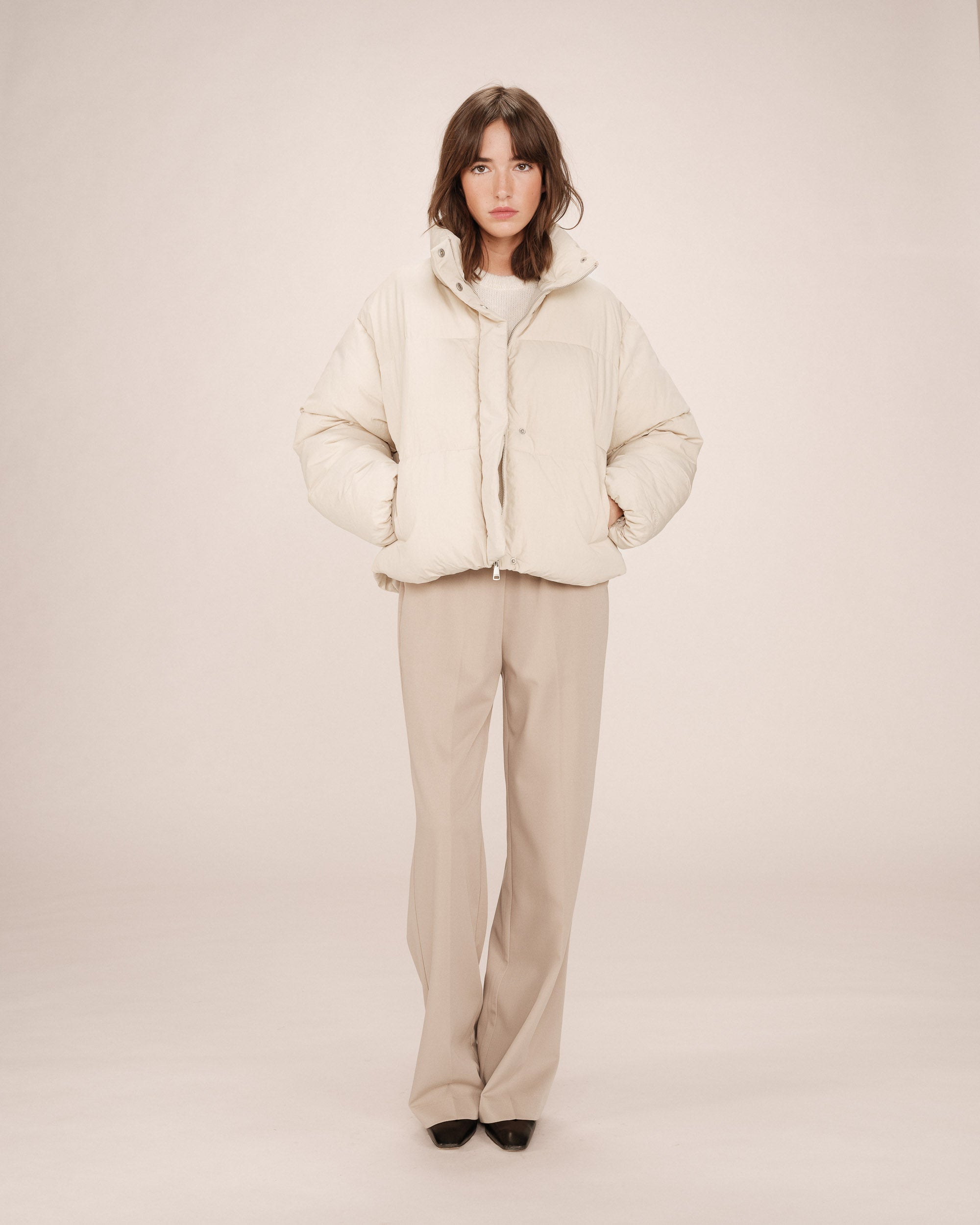 Doudoune Courte Beige Sonic
