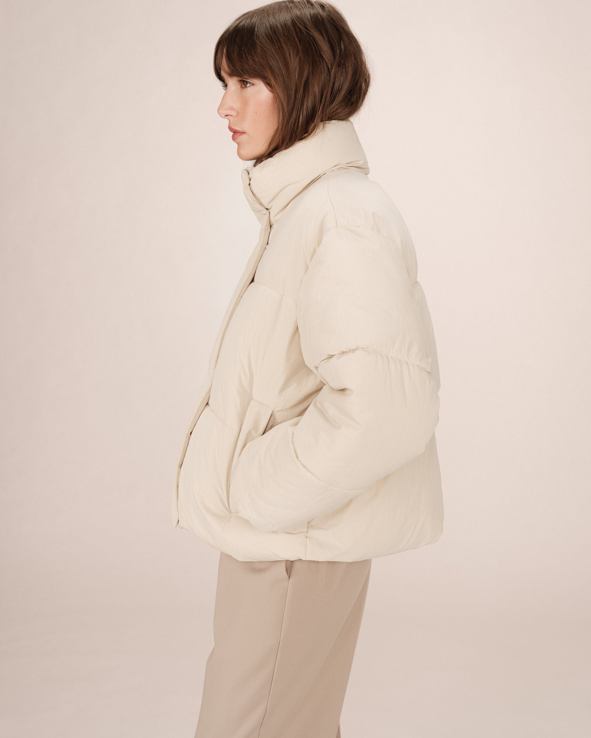 Doudoune Courte Beige Sonic