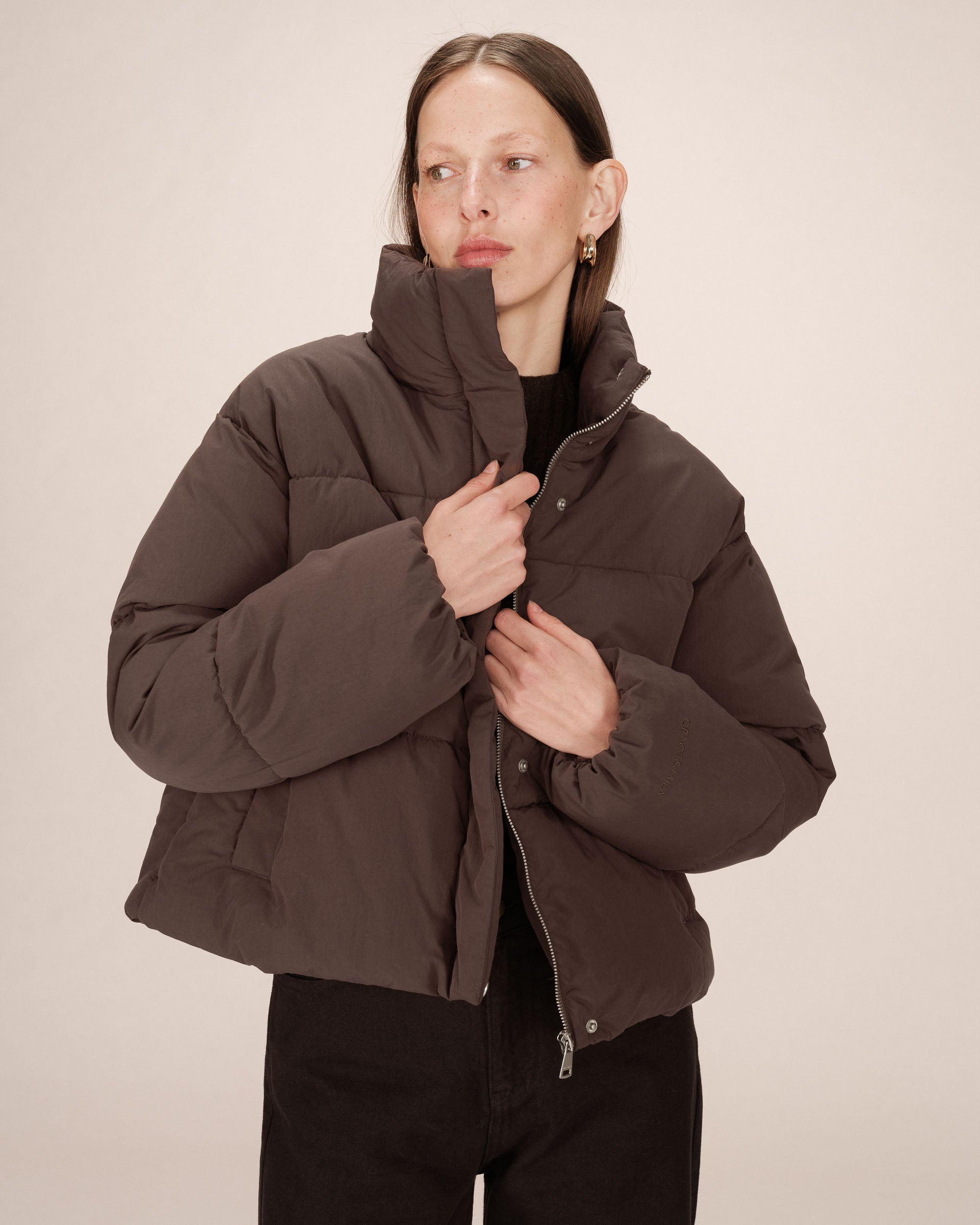 Sonic Short Puffer Jacket - Chocolate