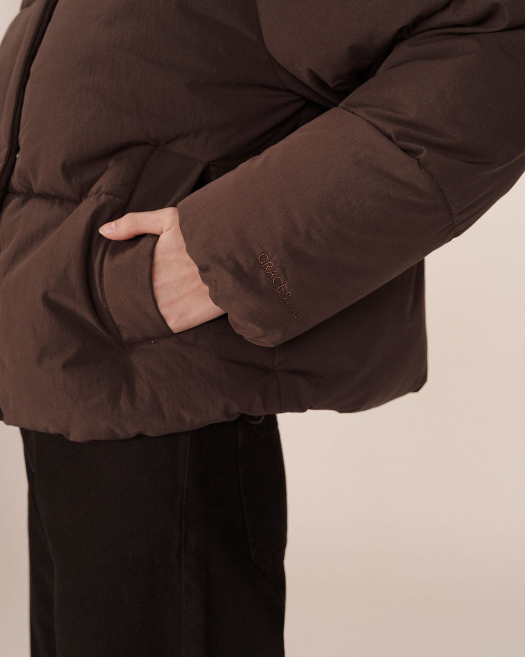 Sonic Short Puffer Jacket - Chocolate