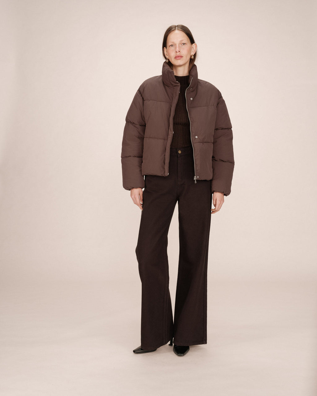 Sonic Short Puffer Jacket - Chocolate