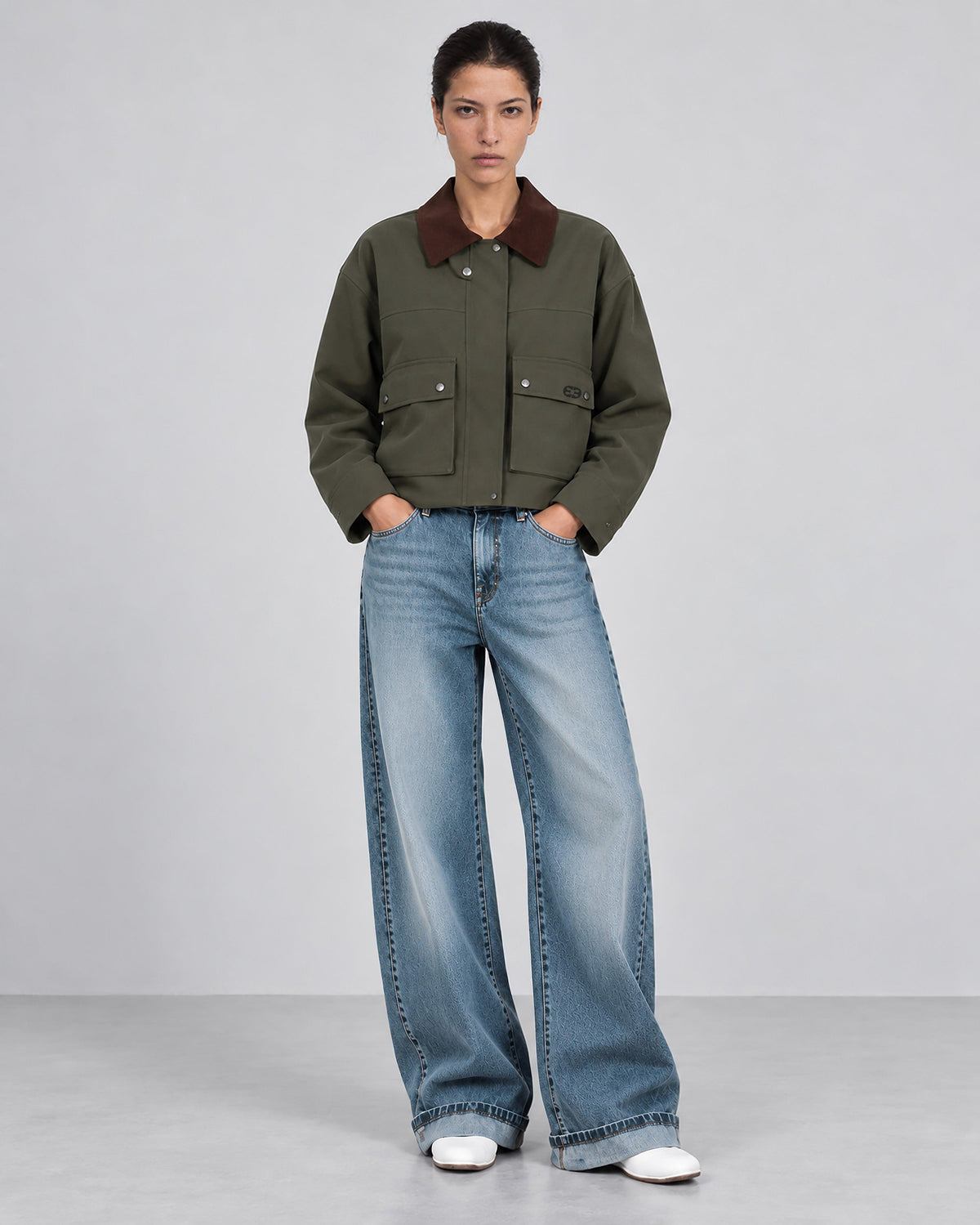 Cotton Cargo Jacket - Khaki Green