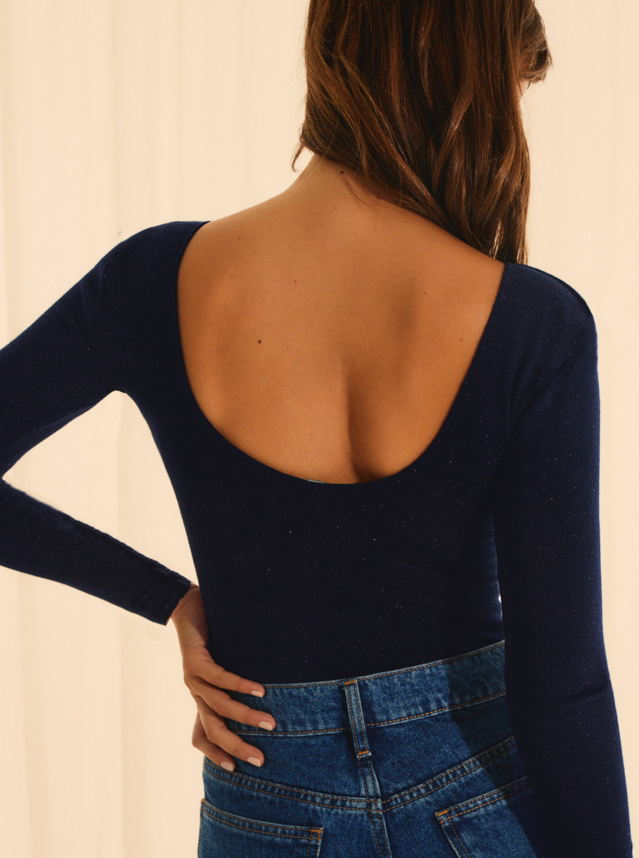 Body azul marino con espalda abierta Sparkles 