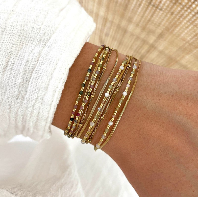 Pulsera de acero y turmalina “Milo”-Pulseras-Instants Plaisirs • Joyas-Instants Plaisirs | Joyas