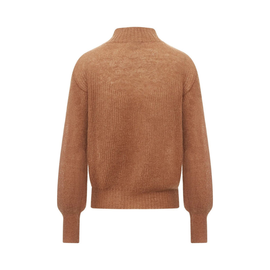Alma Deia - Pull Col Cheminé Mohair - Marron - Femme