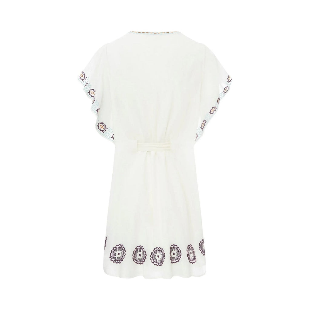 Alma Deia - Robe Kimono Brodée - Blanc Cassé - Femme