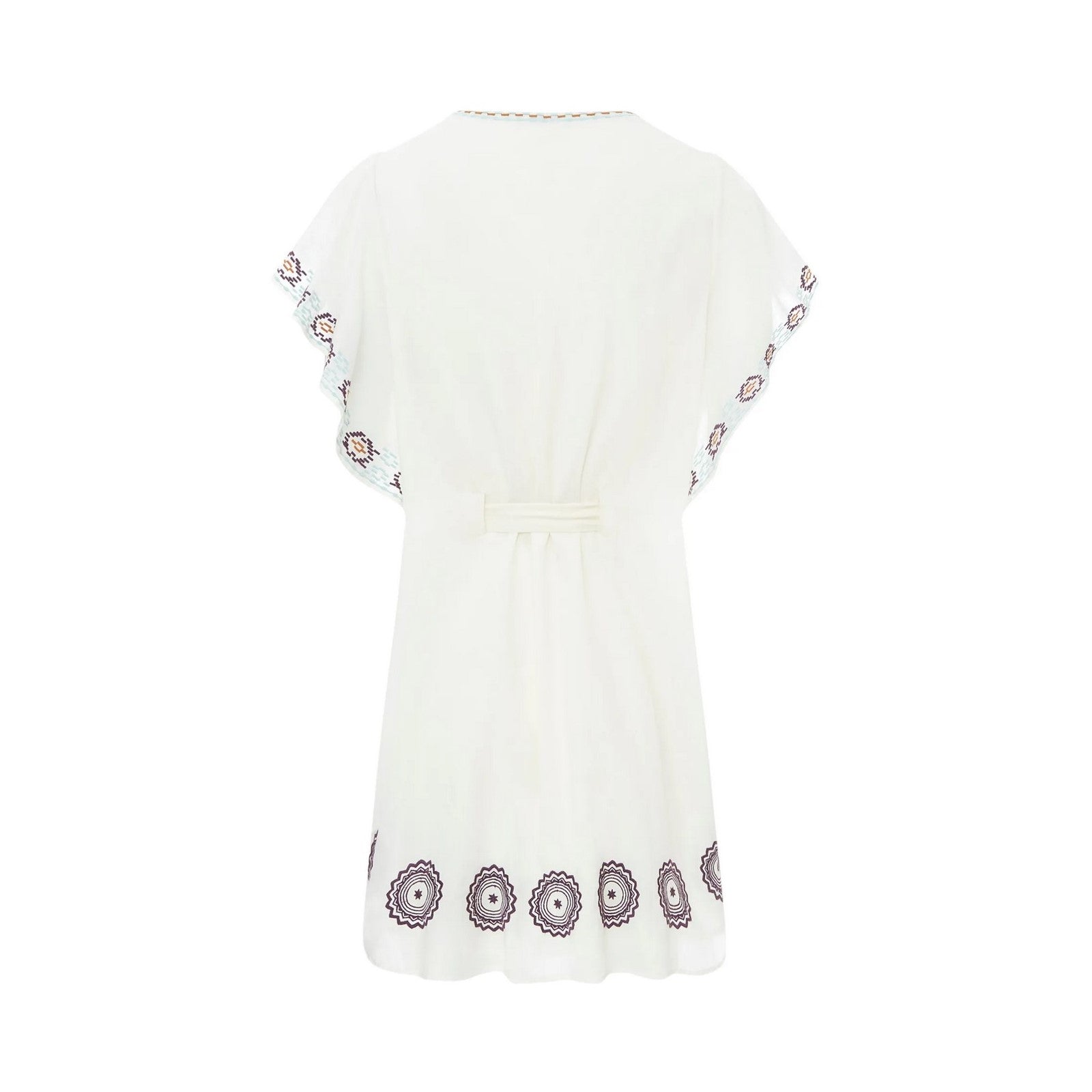 Alma Deia - Robe Kimono Brodée - Blanc Cassé - Femme