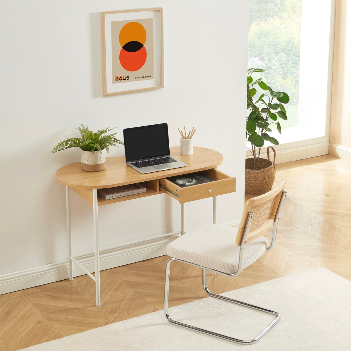 Gaia - Scrivania - Effetto rovere e bianco
