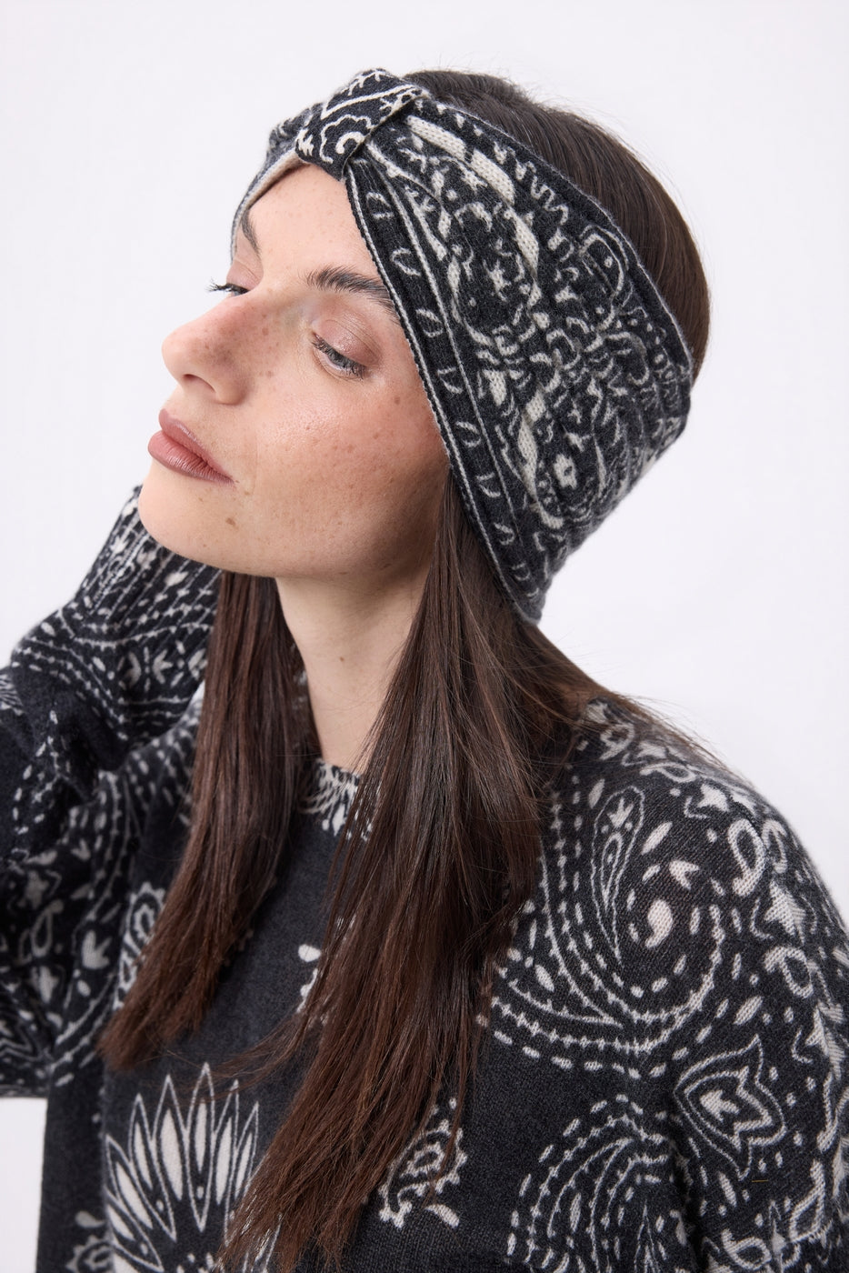 Diadema con estampado Bandana Gala - Negro Blanco - Mujer