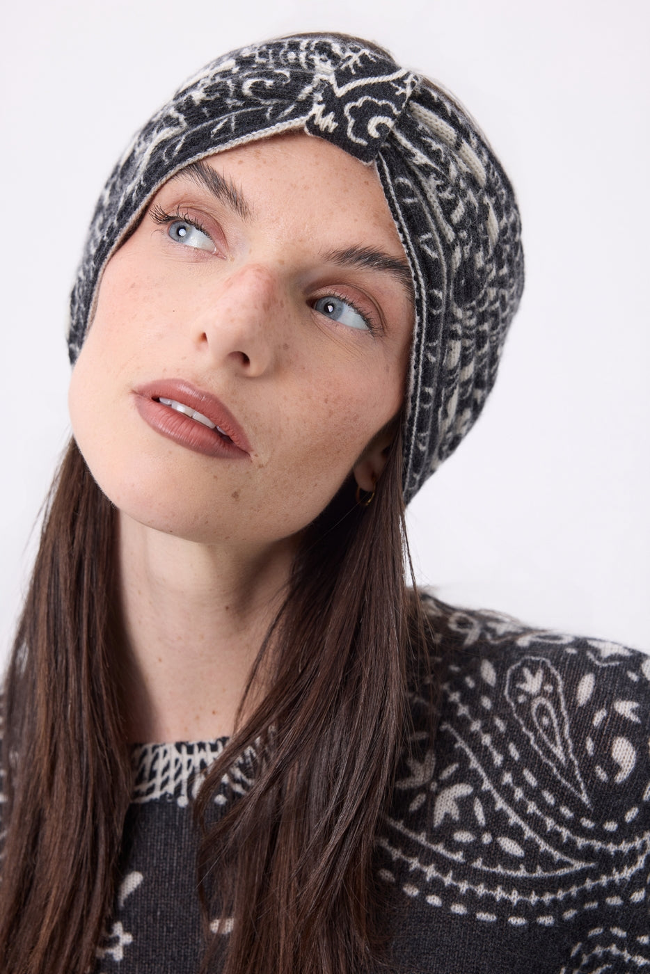 Diadema con estampado Bandana Gala - Negro Blanco - Mujer